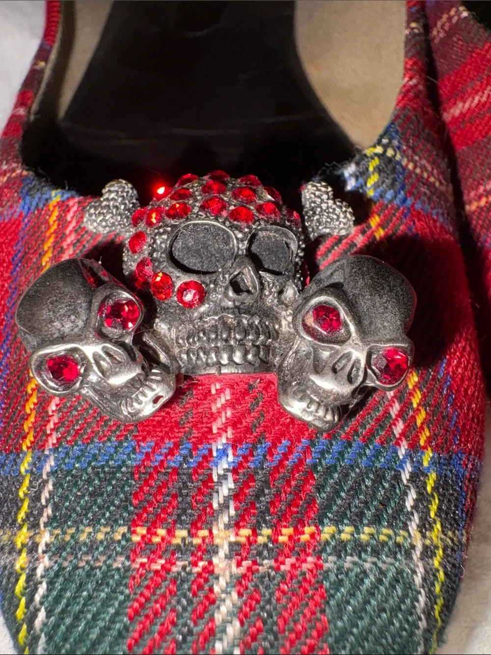 FS/NY French Sole Tartan Plaid Skull Ballet Flats /  9